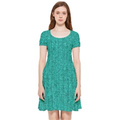 Green Denim Inside Out Cap Sleeve Dress