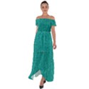 Green Denim Off Shoulder Open Front Chiffon Dress View1