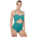 Green Denim Scallop Top Cut Out Swimsuit View1