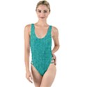 Green Denim High Leg Strappy Swimsuit View1