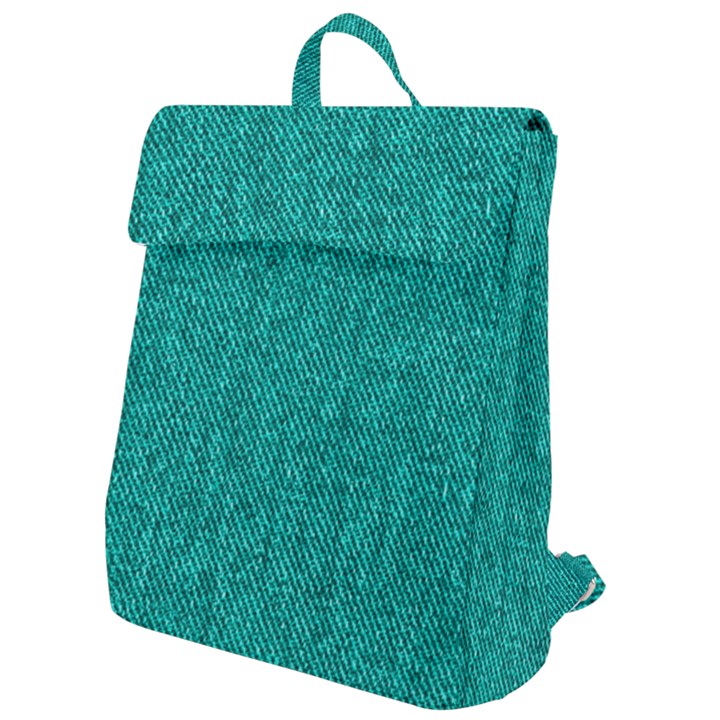 Green Denim Flap Top Backpack