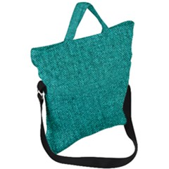 Green Denim Fold Over Handle Tote Bag