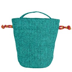 Green Denim Drawstring Bucket Bag