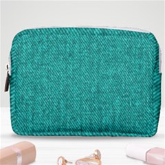 Green Denim Make Up Pouch (Medium)