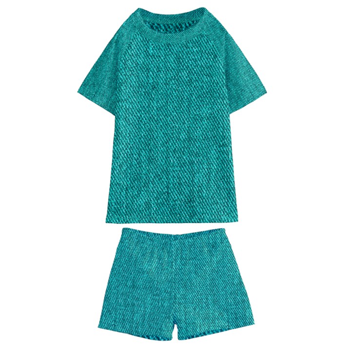 Green Denim Kids  Swim Tee and Shorts Set