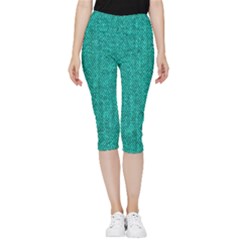 Green Denim Inside Out Lightweight Velour Capri Leggings 