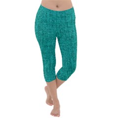 Green Denim Lightweight Velour Capri Yoga Leggings