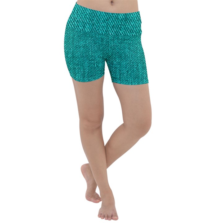 Green Denim Lightweight Velour Yoga Shorts