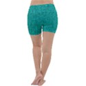 Green Denim Lightweight Velour Yoga Shorts View4