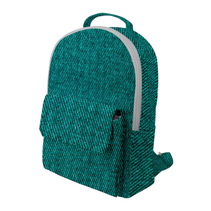 Green Denim Flap Pocket Backpack (Large)