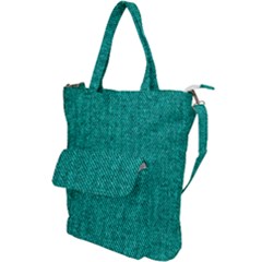 Green Denim Shoulder Tote Bag