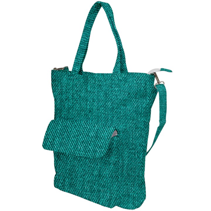 Green Denim Shoulder Tote Bag