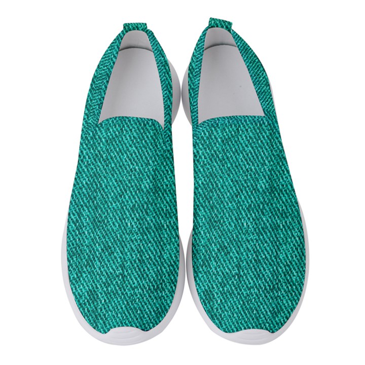 Green Denim Women s Slip On Sneakers