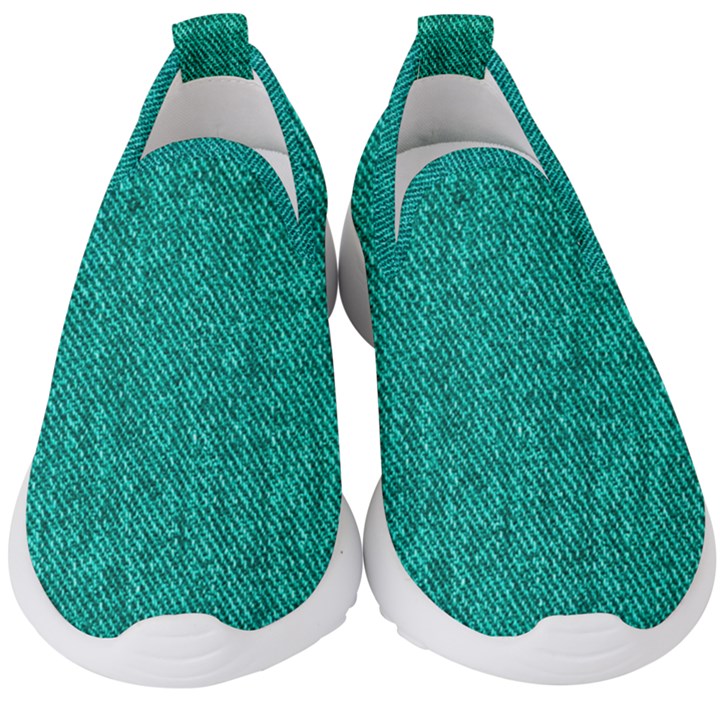 Green Denim Kids  Slip On Sneakers