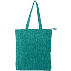 Green Denim Double Zip Up Tote Bag