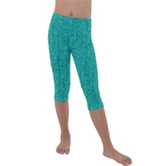 Green Denim Kids  Lightweight Velour Capri Leggings 