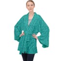 Green Denim Long Sleeve Velvet Kimono  View1