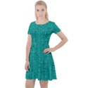 Green Denim Cap Sleeve Velour Dress  View1