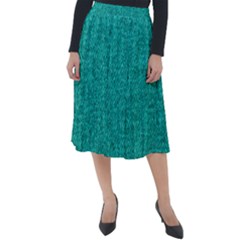 Green Denim Classic Velour Midi Skirt 