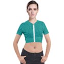 Green Denim Short Sleeve Cropped Jacket View1