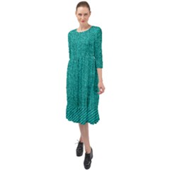 Green Denim Ruffle End Midi Chiffon Dress