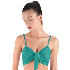 Green Denim Woven Tie Front Bralet