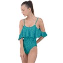 Green Denim Drape Piece Swimsuit View1