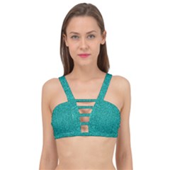 Green Denim Cage Up Bikini Top