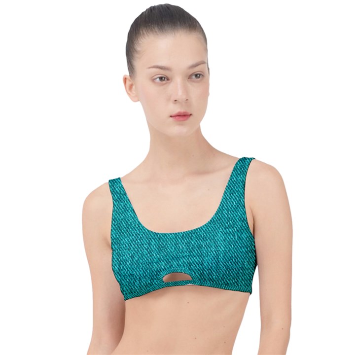 Green Denim The Little Details Bikini Top