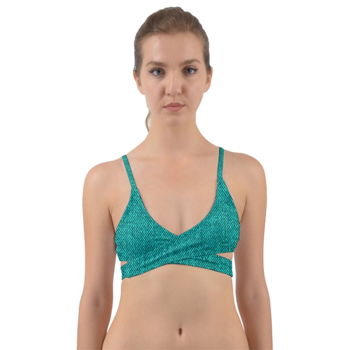 Green Denim Wrap Around Bikini Top