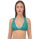 Green Denim Double Strap Halter Bikini Top View1