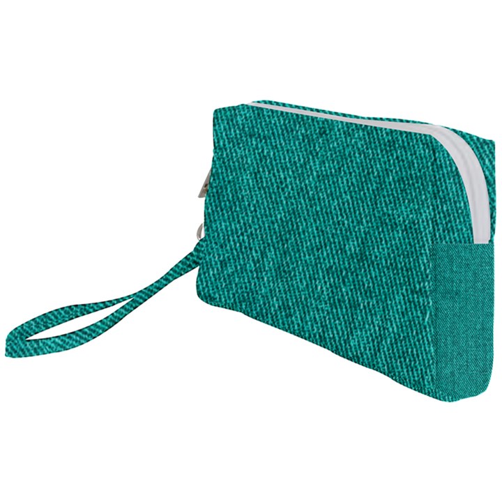 Green Denim Wristlet Pouch Bag (Small)