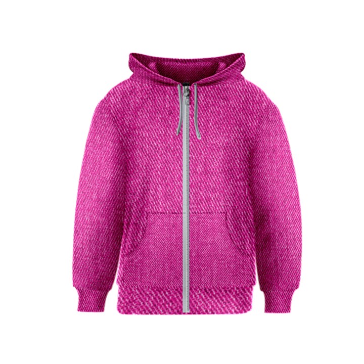 Pink Denim Design  Kids  Zipper Hoodie