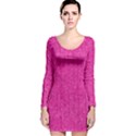 Pink Denim Design  Long Sleeve Velvet Bodycon Dress View1