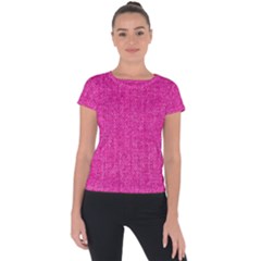 Pink Denim Design  Short Sleeve Sports Top 