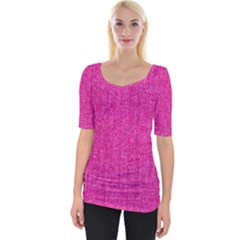 Pink Denim Design  Wide Neckline Tee