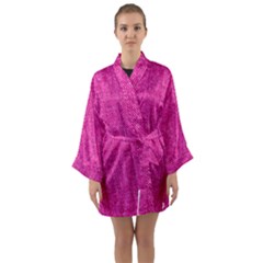 Pink Denim Design  Long Sleeve Satin Kimono