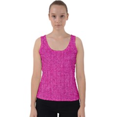 Pink Denim Design  Velvet Tank Top