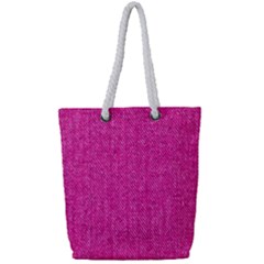 Pink Denim Design  Full Print Rope Handle Tote (Small)