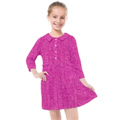 Pink Denim Design  Kids  Quarter Sleeve Shirt Dress