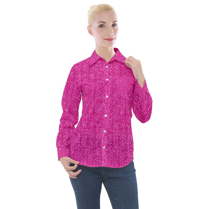 Pink Denim Design  Women s Long Sleeve Pocket Shirt