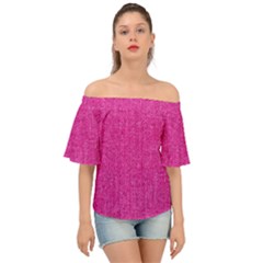 Pink Denim Design  Off Shoulder Short Sleeve Top