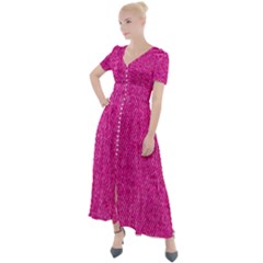 Pink Denim Design  Button Up Short Sleeve Maxi Dress