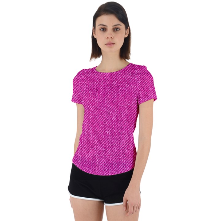 Pink Denim Design  Back Cut Out Sport Tee