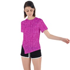 Pink Denim Design  Asymmetrical Short Sleeve Sports Tee