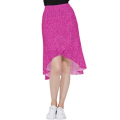 Pink Denim Design  Frill Hi Low Chiffon Skirt