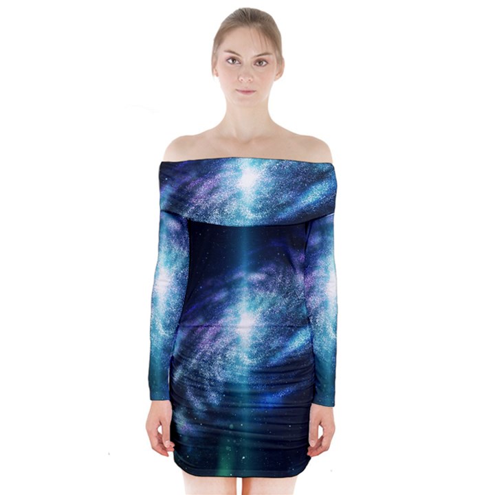 The Galaxy Long Sleeve Off Shoulder Dress