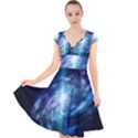 The Galaxy Cap Sleeve Front Wrap Midi Dress View1