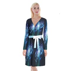 The Galaxy Long Sleeve Velvet Front Wrap Dress by ArtsyWishy