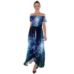 The Galaxy Off Shoulder Open Front Chiffon Dress by ArtsyWishy